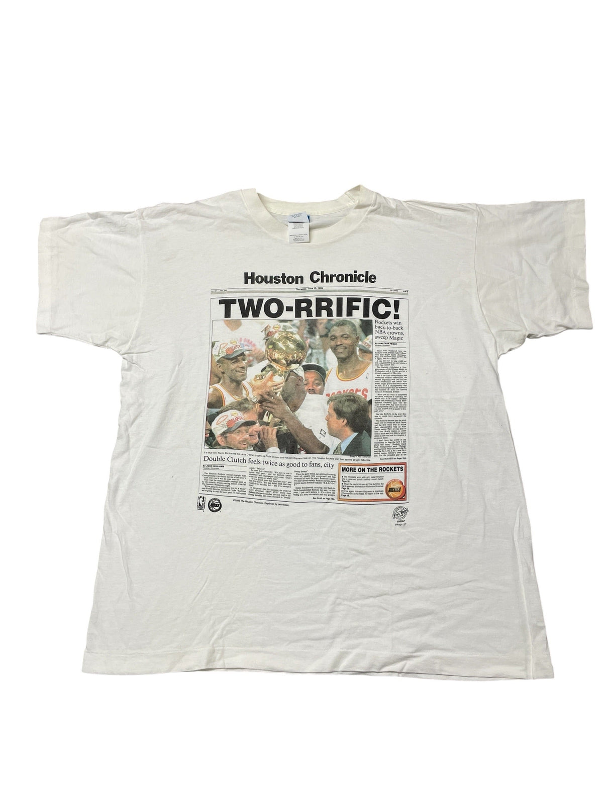 Vintage 1995 Houston Rockets NBA 90s Front Page T-Shirt