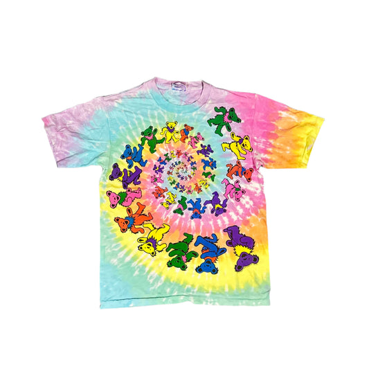 Vintage 1989 Grateful Dead Dancing Bears Tie-Dye Band T-Shirt Liquid Blue